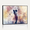 Abstract Watercolor Golf Player Wall Art Canvas Print