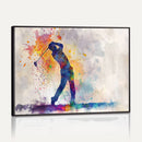 Watercolor Golf Swing Wall Art Canvas Print | Vibrant