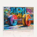 Fitness Gym Barbell Graffiti Wall Art Canvas Print