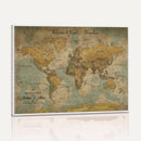 Customize Push Pin Vintage World Map Wall Art Canvas Print –
