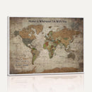 Personalized World Map Wall Art Canvas Print – Custom Push