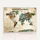 Grunge Personalized World Map Wall Art Canvas Print – Custom