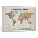Custom Framed World Map Canvas Print – Personalized Push Pin