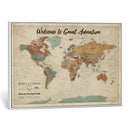Personalized Push Pin World Map Canvas – Custom Framed