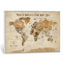 Personalized World Map Canvas Print – Custom Push Pin Framed
