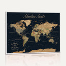 Personalized World Map Wall Art Print – Custom Push Pin
