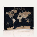 Personalized Blue World Map Canvas – Custom Framed Push Pin
