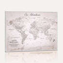 Personalized Vintage World Map Canvas Print – Custom Push
