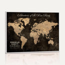 Personalized Push Pin World Map Canvas Print – Custom Framed
