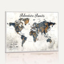 Custom Push Pin World Map Canvas Print – Framed Personalized