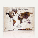 Personalized Push Pin World Map Canvas – Custom Framed