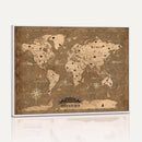 Custom Push Pin World Map Wall Art Canvas Print – Personalized Travel Tracker with Pins Framed Large for Home and Office Decor