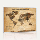 Vintage World Map Canvas Wall Art Print, Personalized