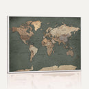 Rustic Black and Wood World Map Canvas Wall Art – Framed