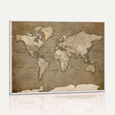 World Map Wall Art Canvas Print, Framed Map Art Picture