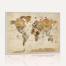 Rustic Vintage World Map Canvas Print – Framed Modern