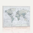 Push Pin World Map Canvas Print - Detailed Vintage World Map