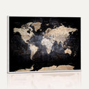 Grunge World Map Wall Art | 3-Panel Large Beige and Brown