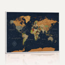 Modern World Map Canvas Print – Framed Detailed Map of the