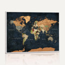 Vintage World Map Canvas Wall Art – Detailed Map with