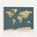 Minimal Vintage World Map Canvas Wall Art Print, Neutral