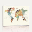 Framed World Map Wall Art Canvas Print for Living Room and