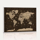 Colorful World Map Canvas Wall Art with Landmarks – Framed