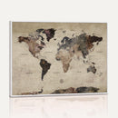 Neutral Watercolor World Map Canvas Wall Art – Framed Earth