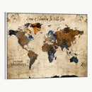 World Map Wall Art – Rustic Earth Tone Canvas Print, Antique
