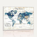 Watercolor World Map Canvas Wall Art Print – Abstract