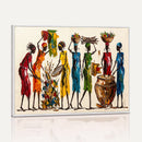 African Folk Art Canvas Wall Art, Colorful African Women Village Painting Print, Tribal Ethnic Home Decor, Vibrant African Art, Living Room