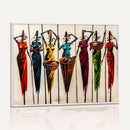 African Folk Art Canvas Wall Art, Colorful African Women Village Painting Print, Tribal Ethnic Home Decor, Vibrant African Art, Living Room