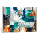 Blue Teal Abstract Canvas Wall Art, Modern Textured Painting Print, Navy Orange White Contemporary Art, Neutral Living Room Decor, Office Art by MyGreatCanvas | Canvas Wall Art Prints | Photo Prints & Wall Decor