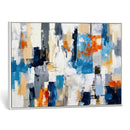 Blue Teal Abstract Canvas Wall Art, Modern Textured Painting Print, Navy Orange White Contemporary Art, Neutral Living Room Decor, Office Art by MyGreatCanvas | Canvas Wall Art Prints | Photo Prints & Wall Decor