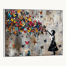 Banksy Wall Art - Banksy Girl and Butterfly Explosion Wall