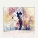 Abstract Watercolor Golf Player Wall Art Canvas Print