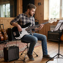 45.5 Inch Electric Bass Guitar with Double Pickups and Gig Bag for Beginners by LJGDeals