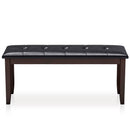 Upholstered Bench with Tufted Seat and Wood Legs, 45.5"