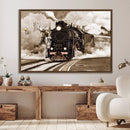 Black Steam Train Canvas Wall Art Print Steam Locomotive Art