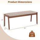 45 Inch Farmhouse Backless Bench with Rubber Wood Legs and Fabric Padded Seat-Beige by LJGDeals