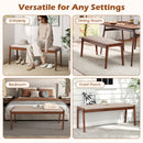 45 Inch Farmhouse Backless Bench with Rubber Wood Legs and Fabric Padded Seat-Beige by LJGDeals