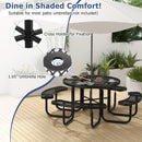 45 Inches Outdoor Round Picnic Table and Bench Set for 8 with Umbrella Hole-Black by LJGDeals