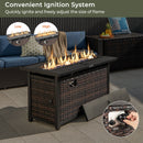 45 Inch Propane Rattan Firepit Table with Glass Stones and Protective Cover-Mixed Brown by LJGDeals