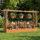 45 Inch Tall Wooden Raised Garden Bed with Side Trellis and Hanging Roof Drainage Holes by LJGDeals