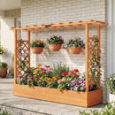 45 Inch Tall Wooden Raised Garden Bed with Side Trellis and Hanging Roof Drainage Holes by LJGDeals