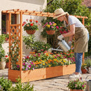 45 Inch Tall Wooden Raised Garden Bed with Side Trellis and Hanging Roof Drainage Holes by LJGDeals
