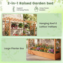 45 Inch Tall Wooden Raised Garden Bed with Side Trellis and Hanging Roof Drainage Holes by LJGDeals