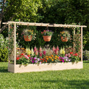 45 Inch Tall Wooden Raised Garden Bed with Side Trellis and Hanging Roof Drainage Holes by LJGDeals