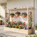 45 Inch Tall Wooden Raised Garden Bed with Side Trellis and Hanging Roof Drainage Holes by LJGDeals