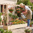 45 Inch Tall Wooden Raised Garden Bed with Side Trellis and Hanging Roof Drainage Holes by LJGDeals